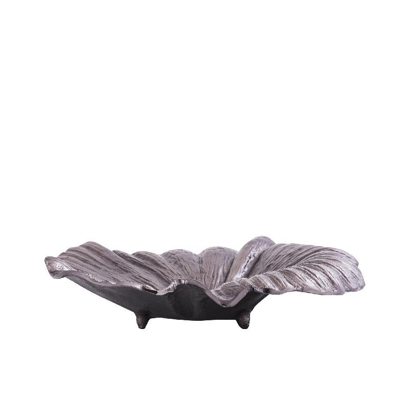 Bowl - aluminum, leaf design, wave structure, oval, gunmetal finish, handmade – Losh | PTMD