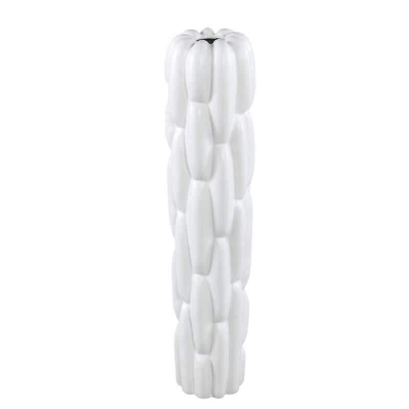 Vase – Steinzeug Keramik, Rundes Design, Weiße Farbe, Block Muster, M – Seanis | PTMD