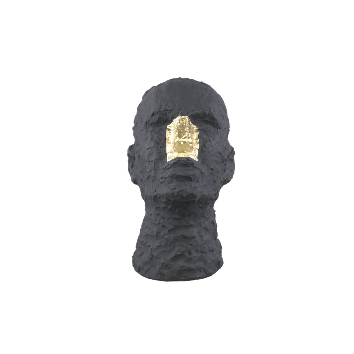 Statue – Kopf Design, Keramik Material, Schwarz, Goldene Nasen Details – Bertrand | PTMD