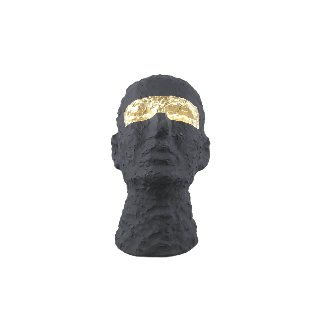 Statue - Stoneware, hand-finished, black, head design, gold-colored eyes - Bertrand | PTMD