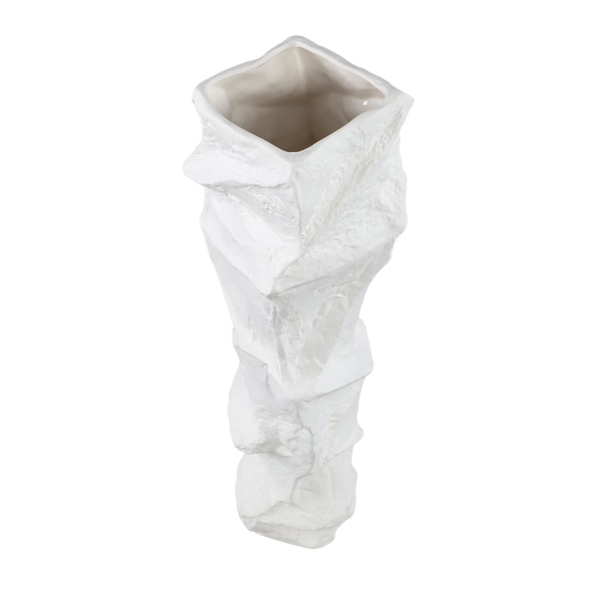 Vase – Stoneware Ceramic, Organic Design, White Color, Low Shape – Kellie | PTMD