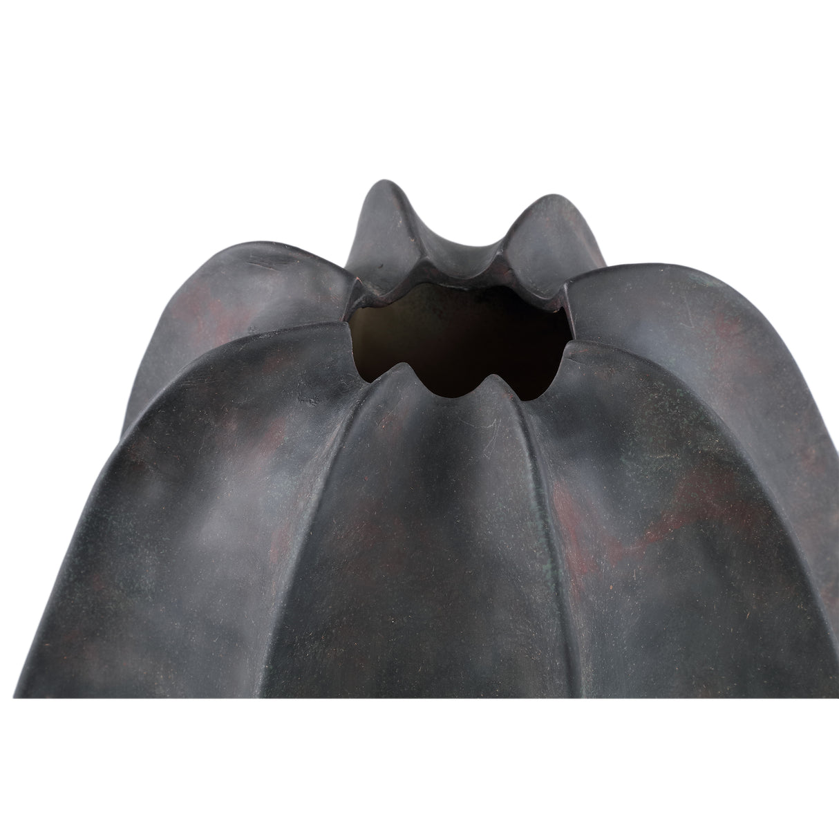 Vase – Steinzeug Keramik, Geripptes Design, Schwarze Farbe, Breite Form – Grayson | PTMD