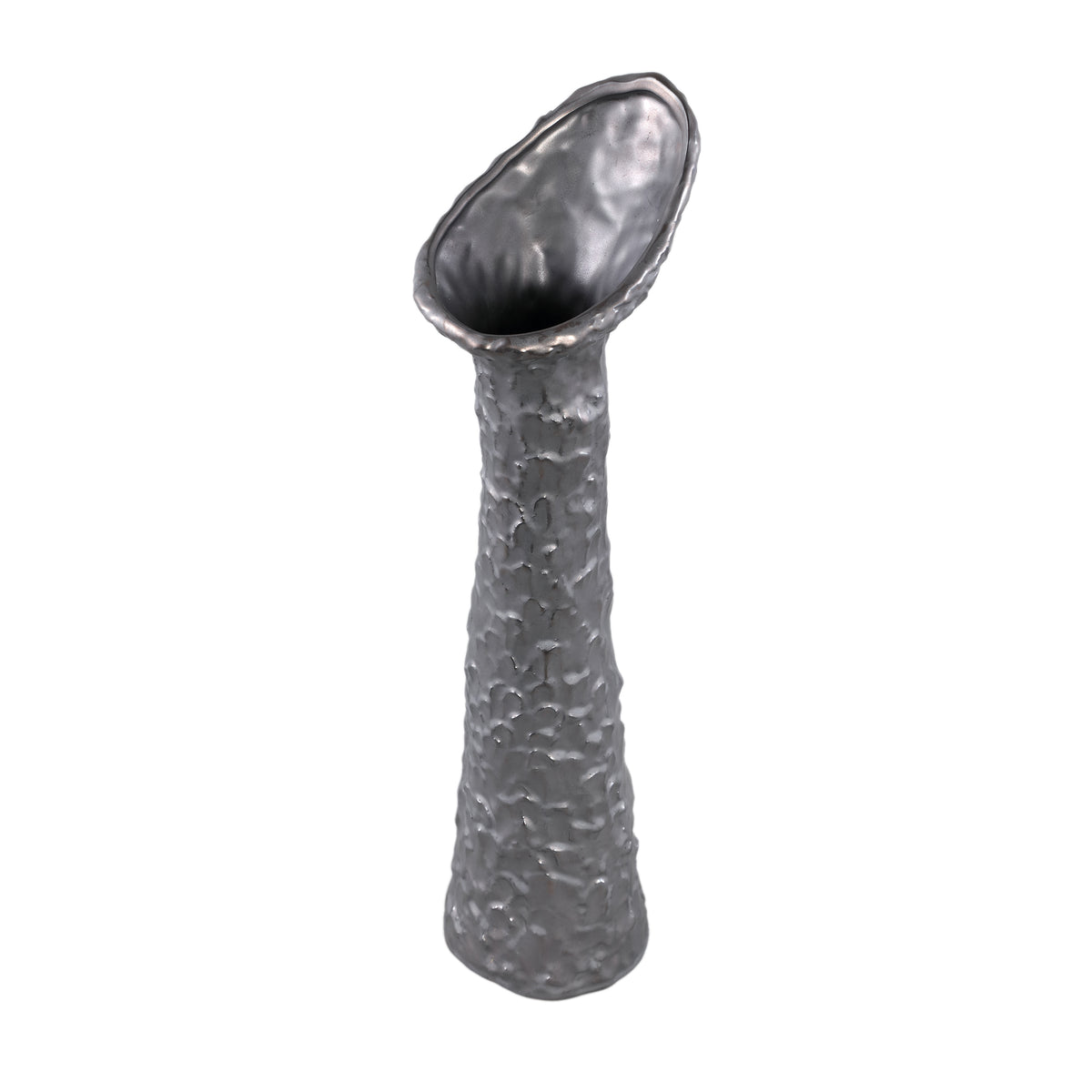 Vase - Ceramic Stoneware, Leaf-shaped Design, Anthracite, L - Shennen | PTMD