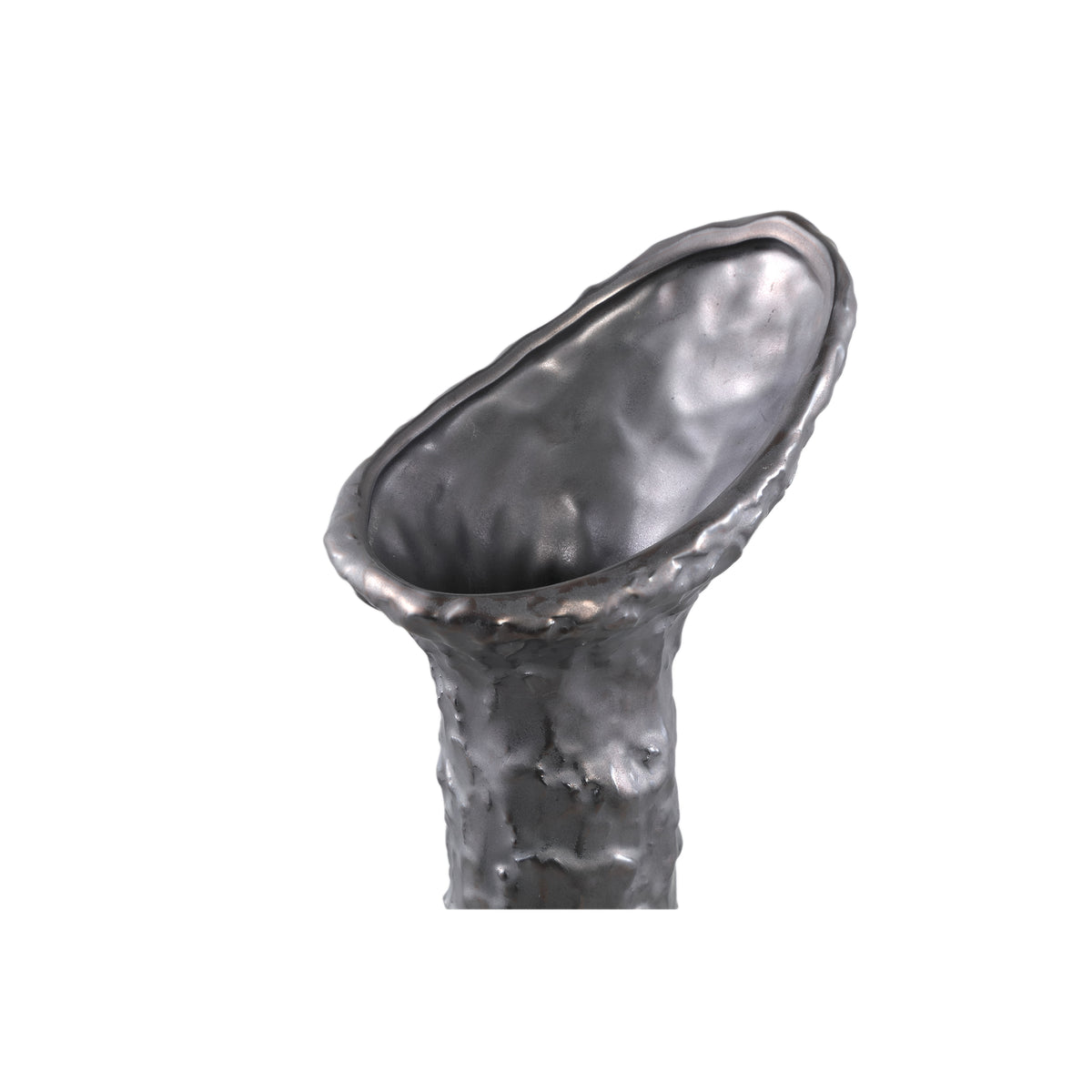 Vase - Ceramic Stoneware, Leaf-Shaped Design, Anthracite, S - Shennen | PTMD