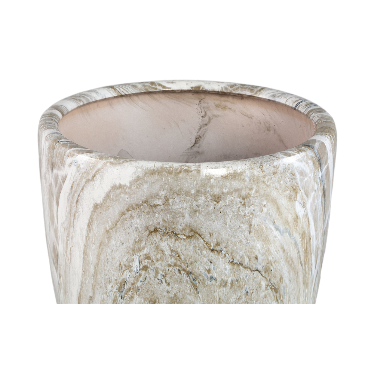 Blumentopf – Beige Oberfläche, Marmoroptik Design, Keramik Material, L – Miah | PTMD