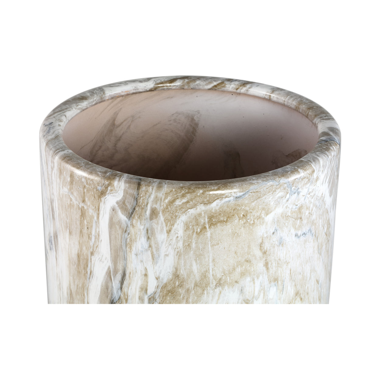 Topf – Beige Oberfläche, Marmoroptik Design, Keramik Material, Hoch – Miah | PTMD
