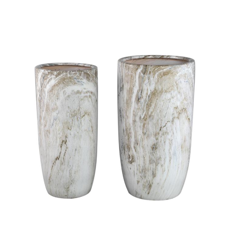 Topf – Beige Oberfläche, Marmoroptik Design, Keramik Material, Hoch – Miah | PTMD