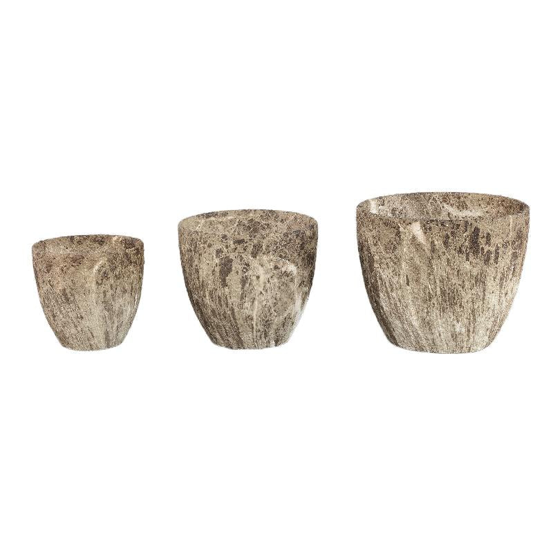 Flower pot – Brown surface, marble look design, ceramic material, S – Miah | PTMD