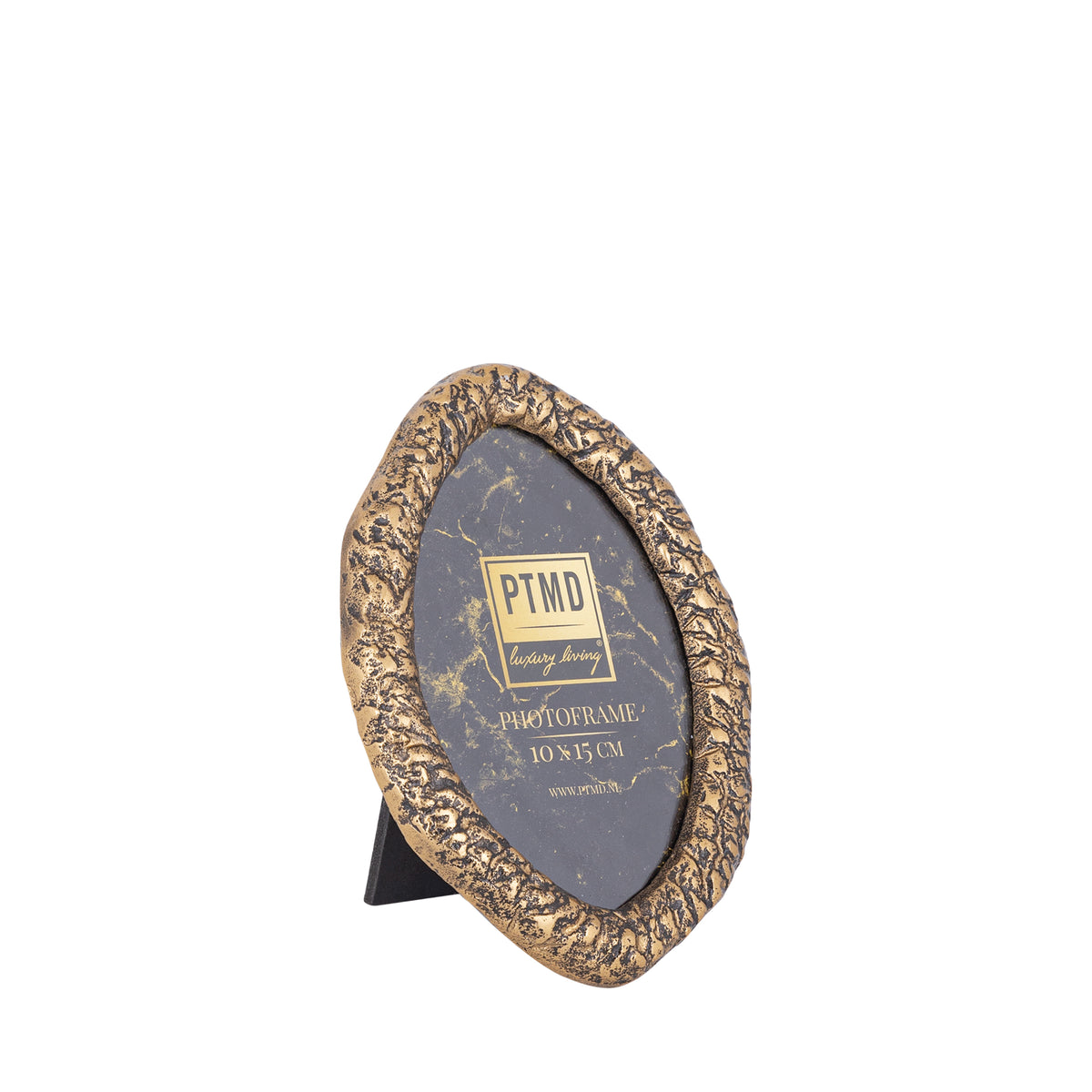Picture frame - glass, cast aluminum, MDF back, oval, organic contour, brass – Paislie | PTMD
