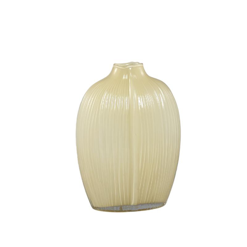 Vase – Creme Glas, Ovale Form, Gerippte Oberfläche, Hoch – Jalisia | PTMD