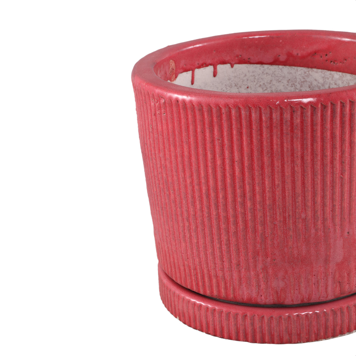 Topf – Geripptes Design, Zylinder Form, Keramik Material, Rosa – Meliya | PTMD