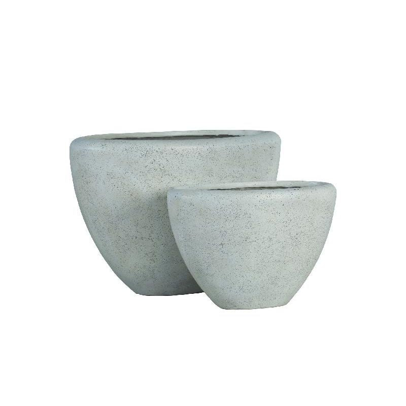 Pot – cream surface, GRC material, oval shape, set of 2 – Dashima | PTMD