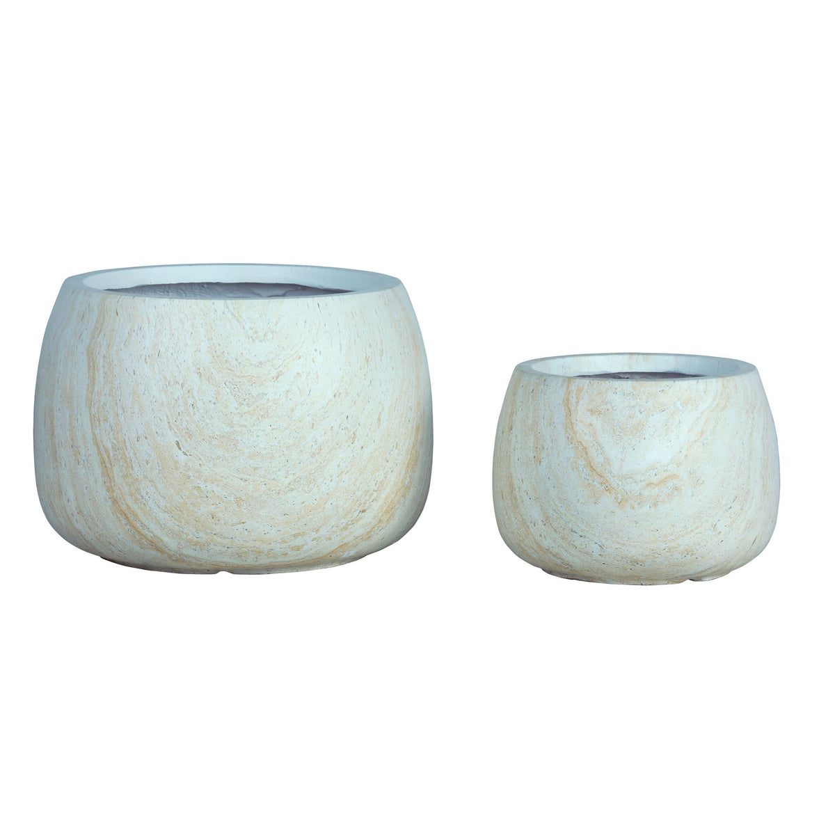 Planter – beige surface, marble look, GRC material, set of 2 – Amilee | PTMD