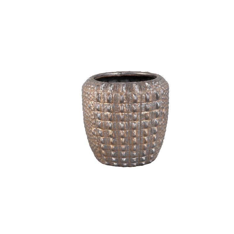 Topf – Bronze Oberfläche, Runde Form, Krokodilmuster, Keramik Material, S – Crocco | PTMD