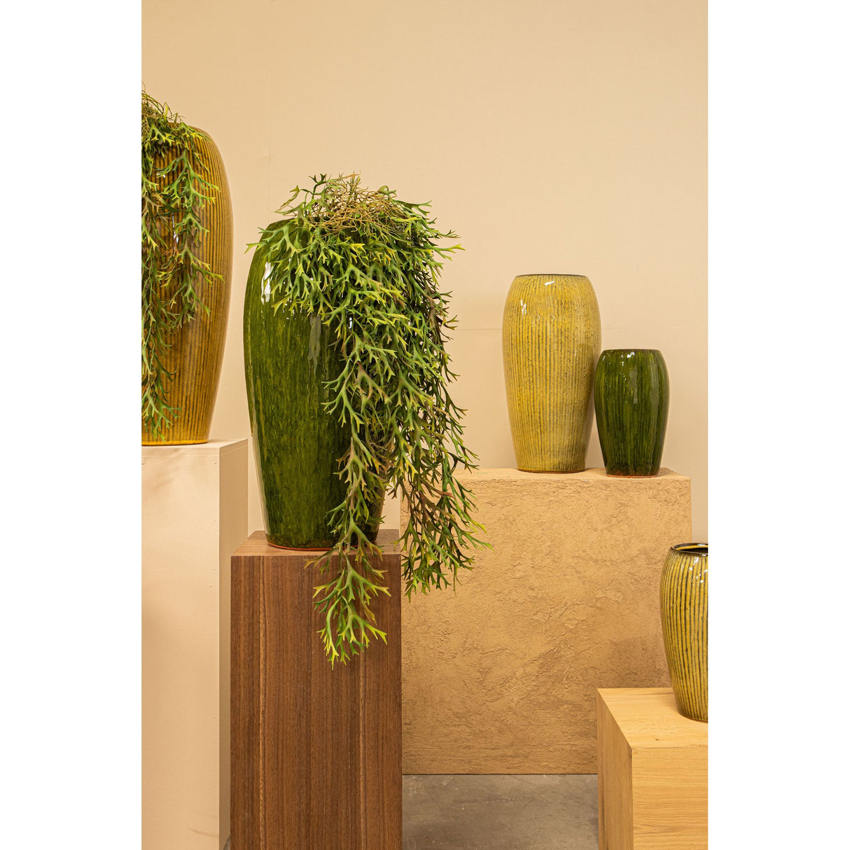 Topf – Glattes Design, Runde Form, Keramik Material, Dunkelgrün, M – Tamica | PTMD