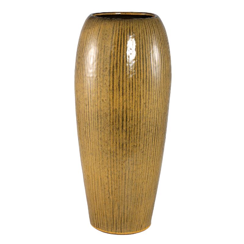 Pot – Ceramic Material, Smooth Surface, Dark Brown Color, L – Tamica | PTMD