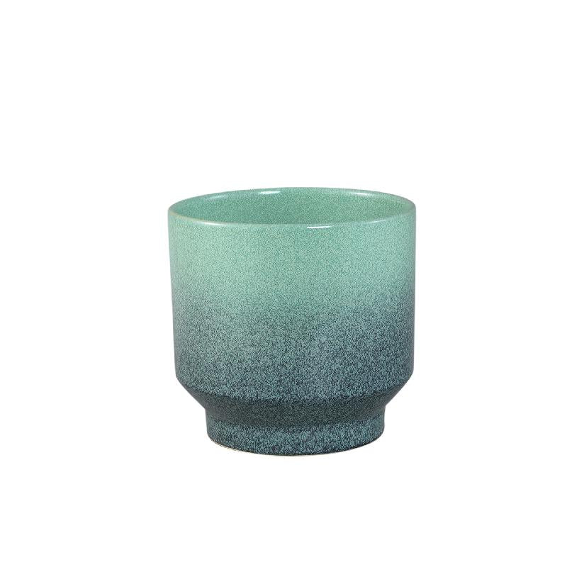 Pot – Turquoise, Ombre Finish, On Foot, Stoneware, S – Kyer | PTMD