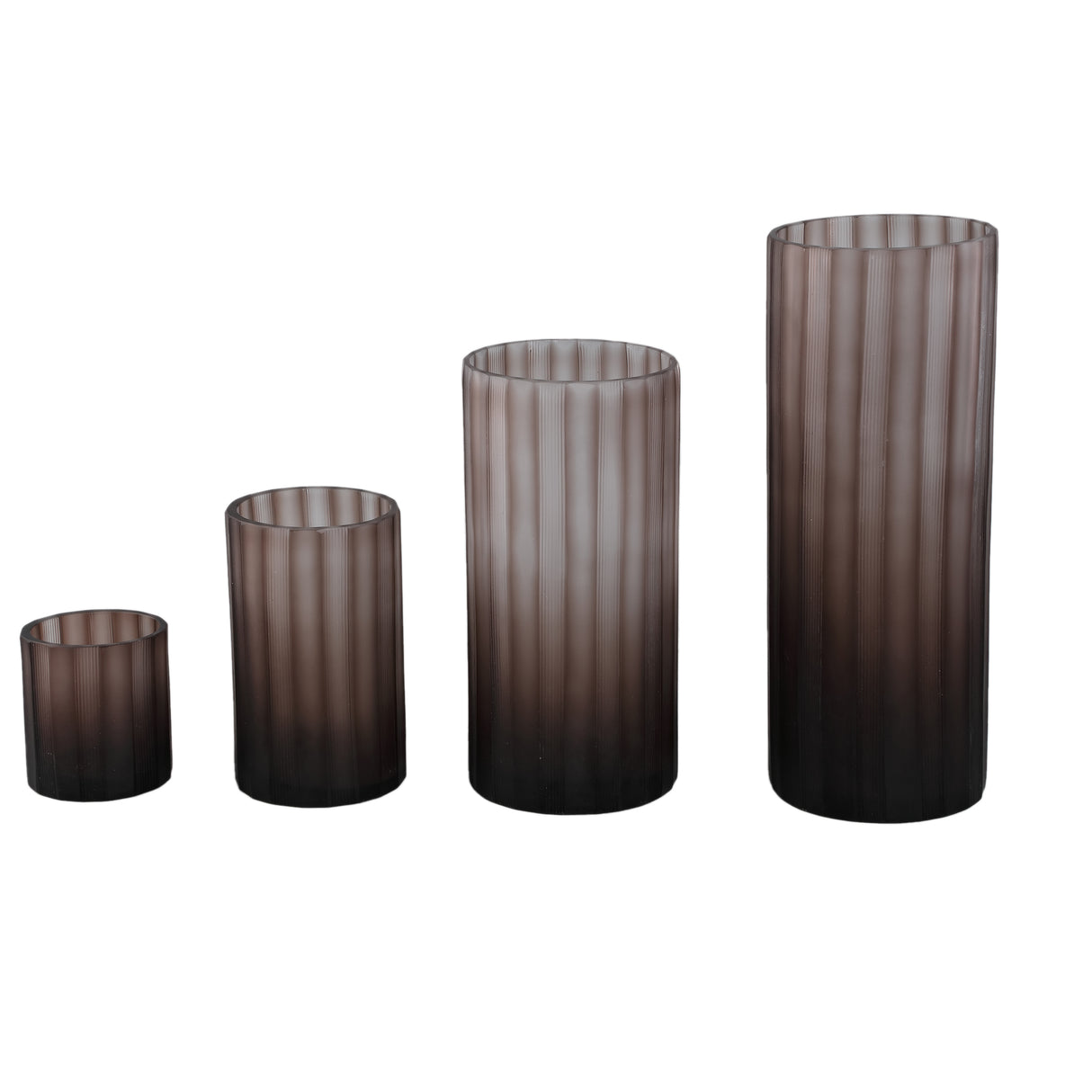 Vase - Solid Glass, Striped Texture, Beige Color M - Rora | PTMD