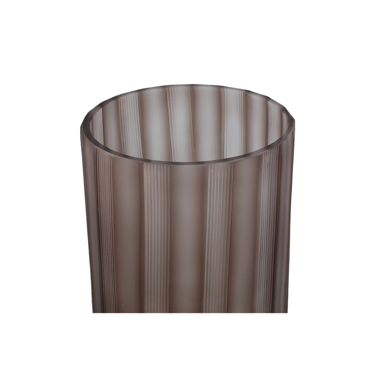 Vase - Solid Glass, Striped Texture, Beige Color M - Rora | PTMD