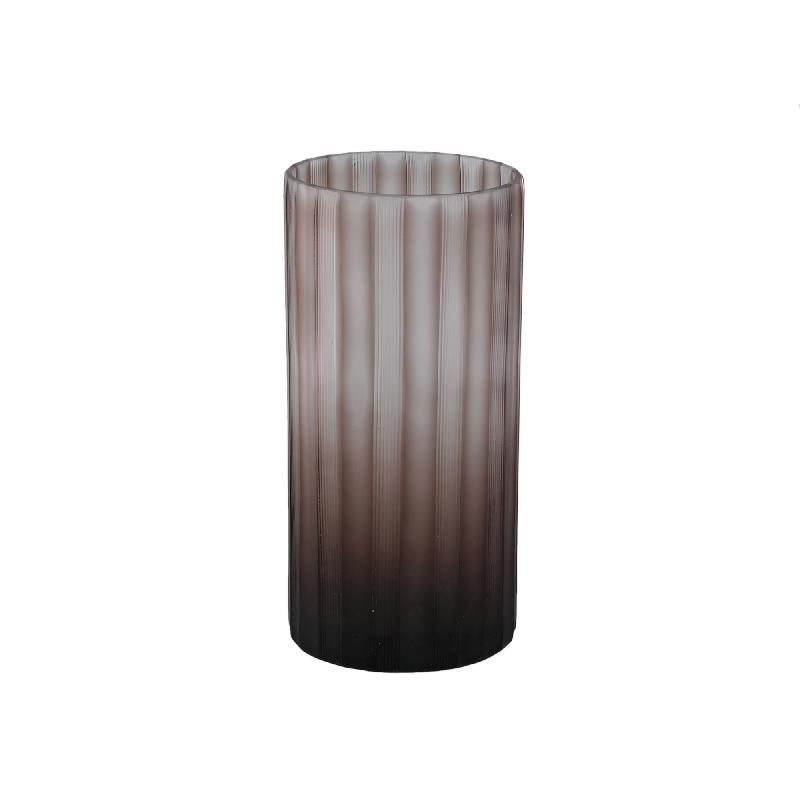 Vase - Solid Glass, Striped Texture, Beige Color M - Rora | PTMD