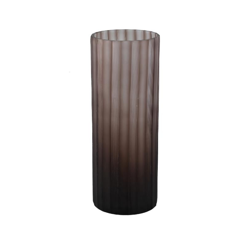 Vase - Solid Glass, Striped Texture, Beige Color L - Rora | PTMD
