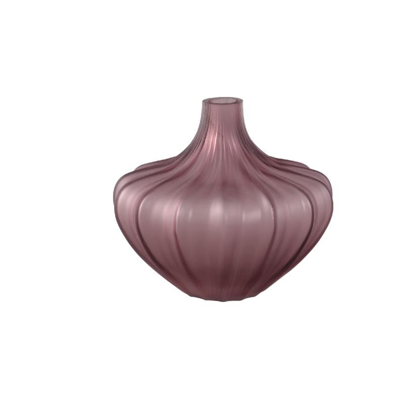 Vase – Light Pink Glass, Smooth Surface, Low – Aleiya | PTMD