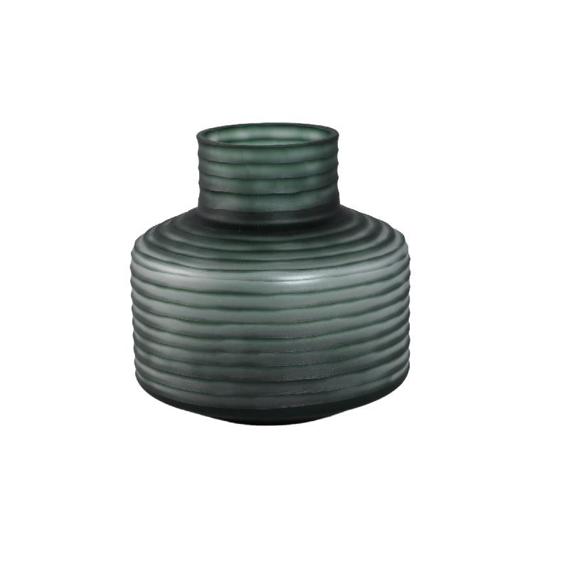 Vase - Solid Glass, Smooth Surface, Dark Green Color S - Kalyce | PTMD