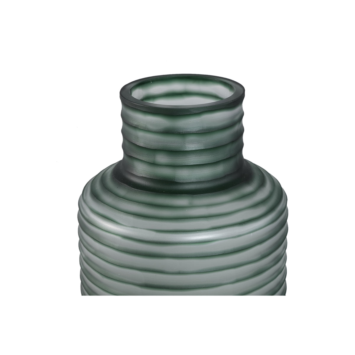Vase - Solid Glass, Smooth Surface, Dark Green Color L - Kalyce | PTMD