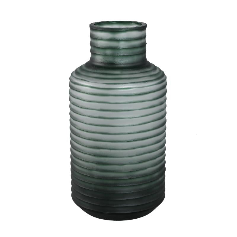 Vase - Solid Glass, Smooth Surface, Dark Green Color L - Kalyce | PTMD