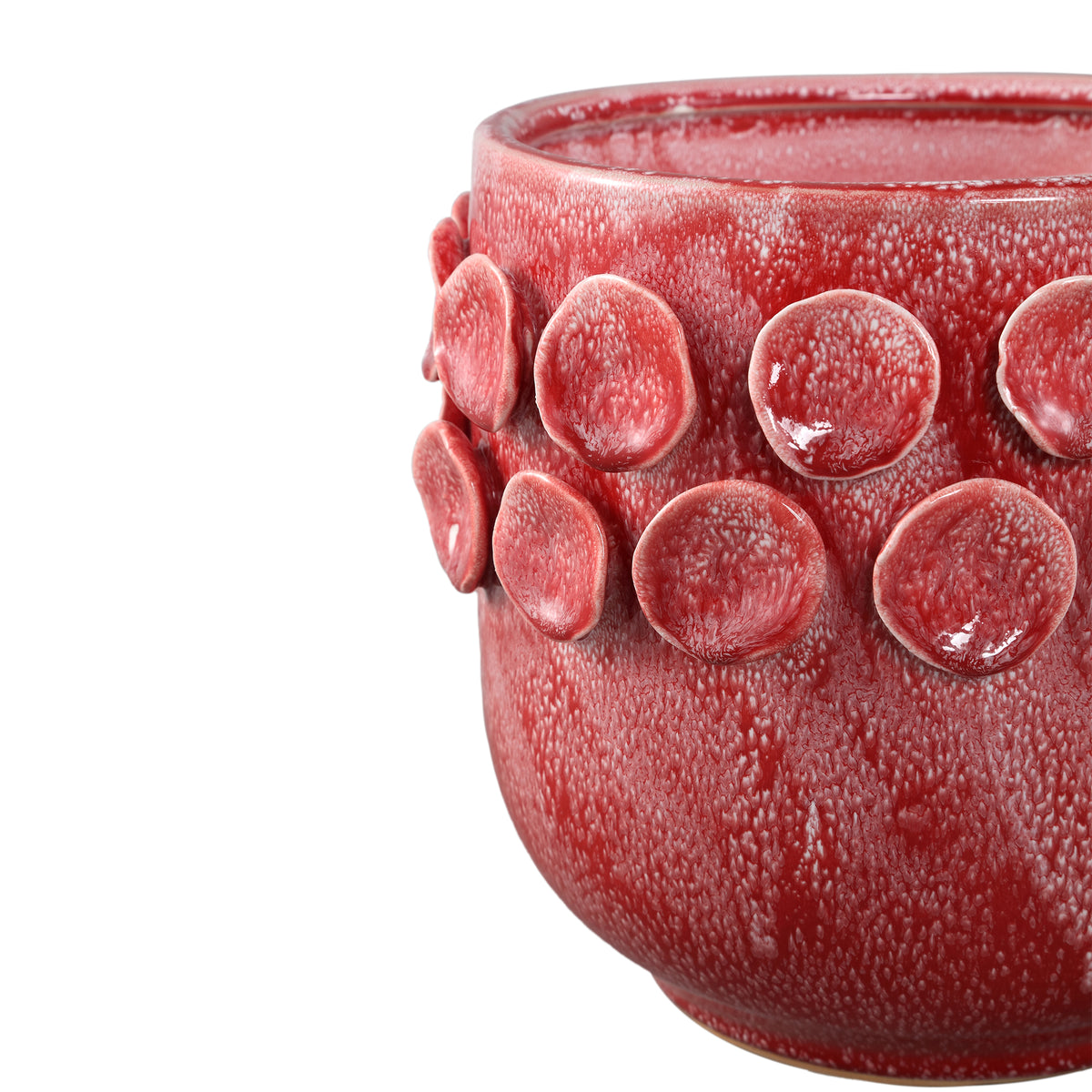 Topf – Leuchtend rosa Farbe, Runde Form, Punktmuster am Rand, Steinzeugkeramik, L – Trelin | PTMD