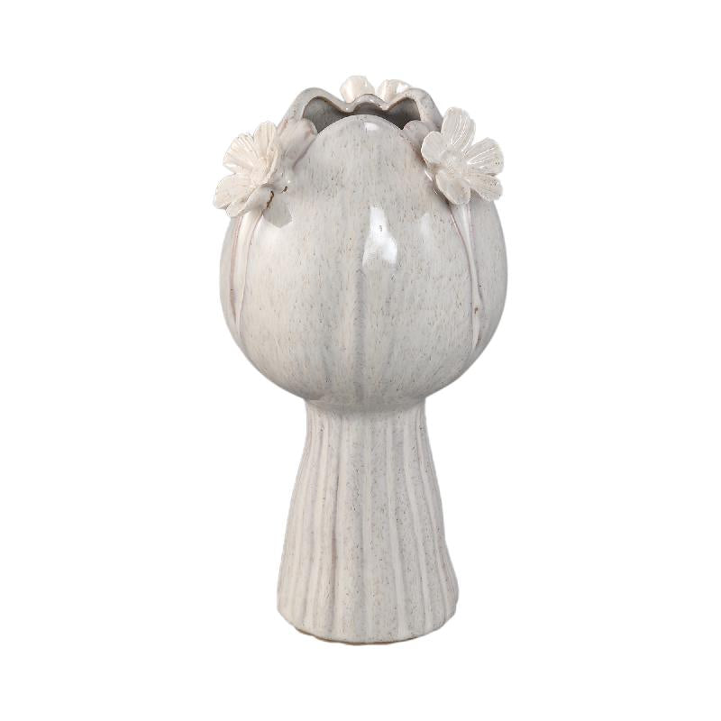 Vase - Tulip Design, Ceramic Material, White Color, M - Jaleesa | PTMD