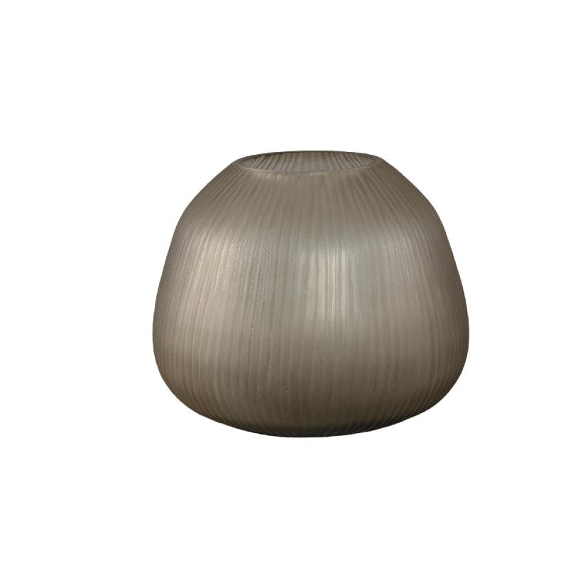 Vase – Brown Glass, Ribbed Surface, Round Shape, S – Marria | PTMD