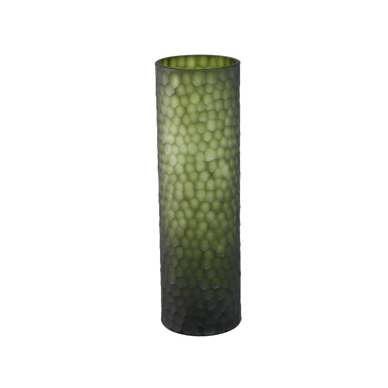 Vase – Moosgrünes Glas, Geschliffene Oberfläche, Gerade Form, M – Paulene | PTMD