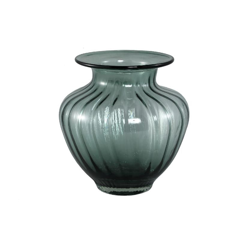 Vase - Petrol color, Glass material, Round design - Marlisha | PTMD