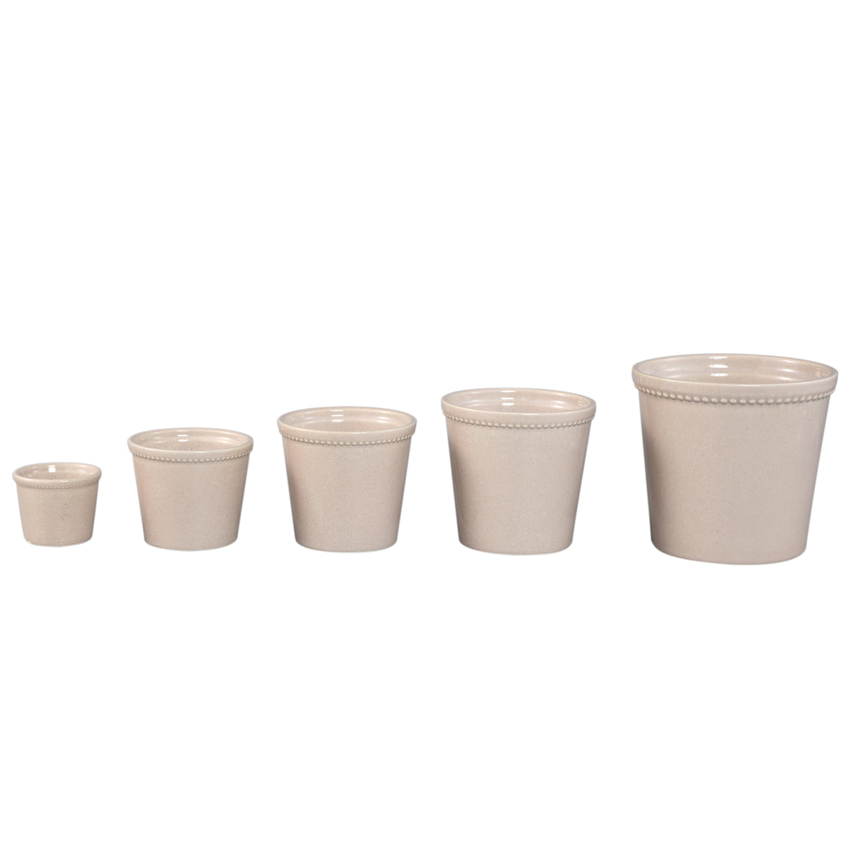 Blumentopf – Creme Oberfläche, Punktbordüre Design, Keramik Material, M – Tristah | PTMD