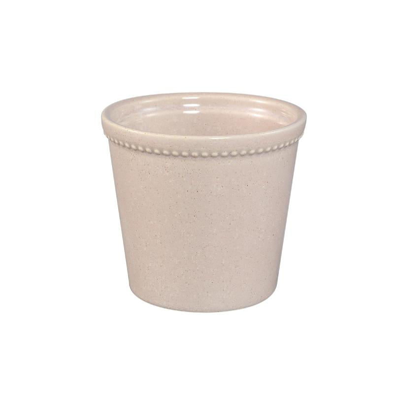 Blumentopf – Creme Oberfläche, Punktbordüre Design, Keramik Material, M – Tristah | PTMD