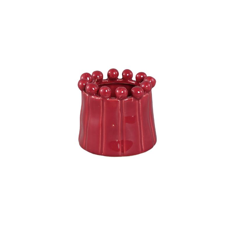 Flower Pot - Round, Porcelain-Ceramic, Ball Rim, Pink, XS | PTMD
