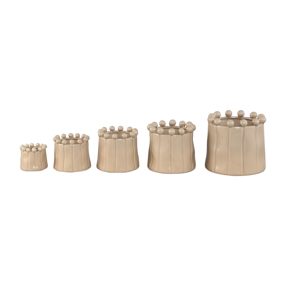 Blumentopf - Runde Form, Porzellan-Keramik, Kugelrand, Creme, S - Celine | PTMD
