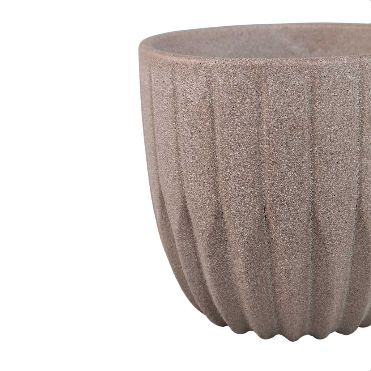 Topf - Runde Form, Porzellan-Keramik, Winkelmuster, Beige, L - Jeily | PTMD