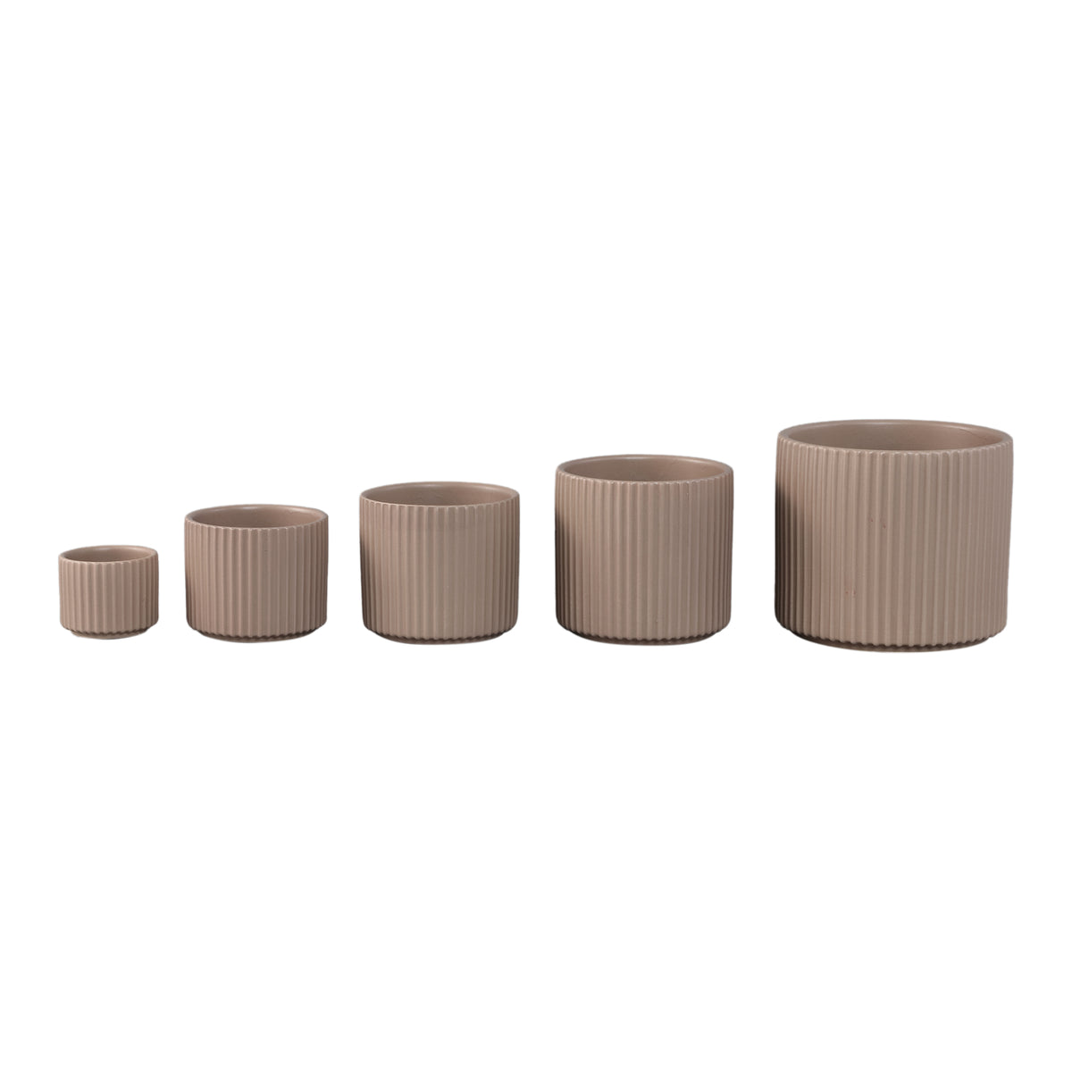 Topf – Rund Form, Gerippt Design, Stein Matt, XL - Renaud | PTMD