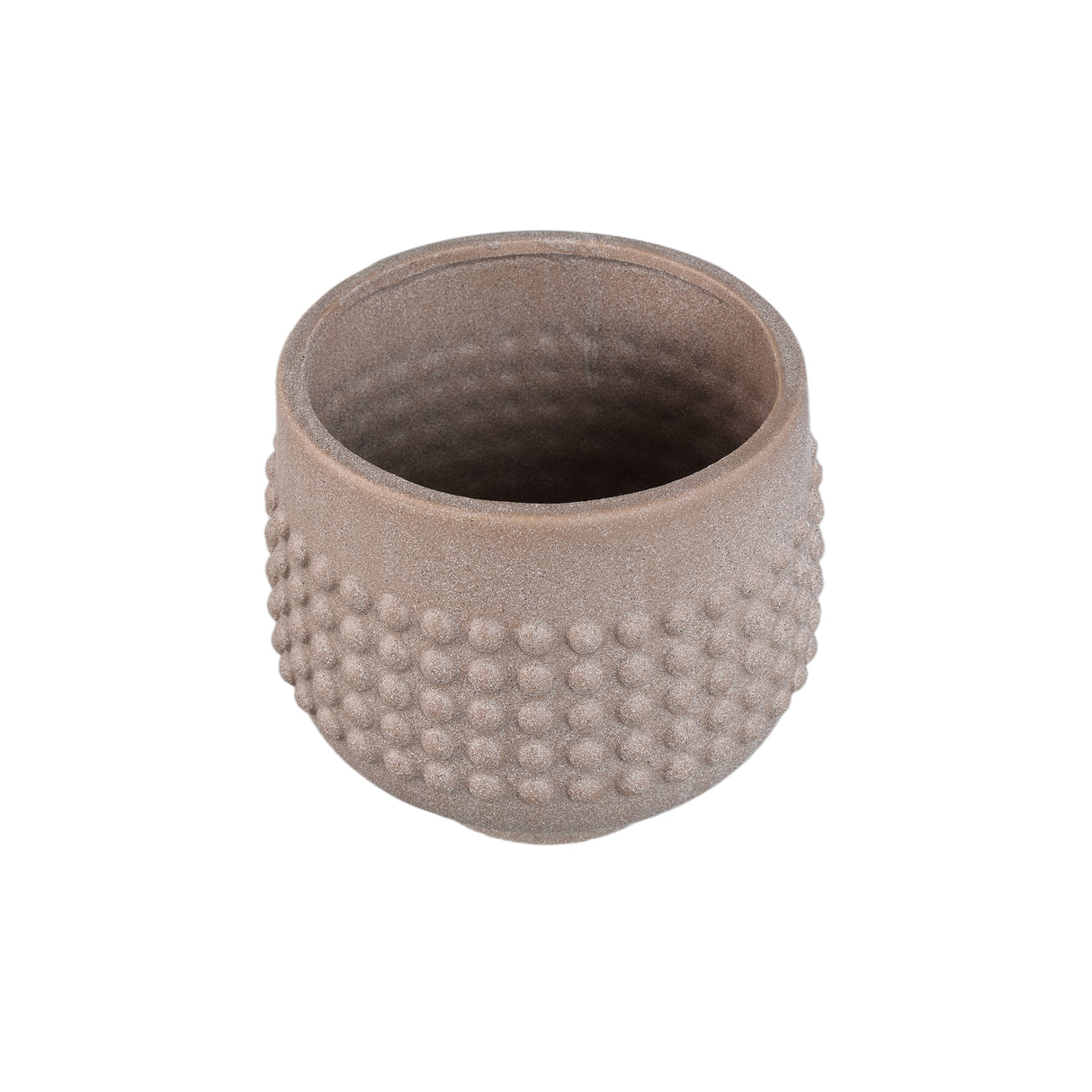 Blumentopf - Porzellan-Keramik, Gepunktetes Zentrum, Sockeldesign, Beige, XL - Clarece | PTMD
