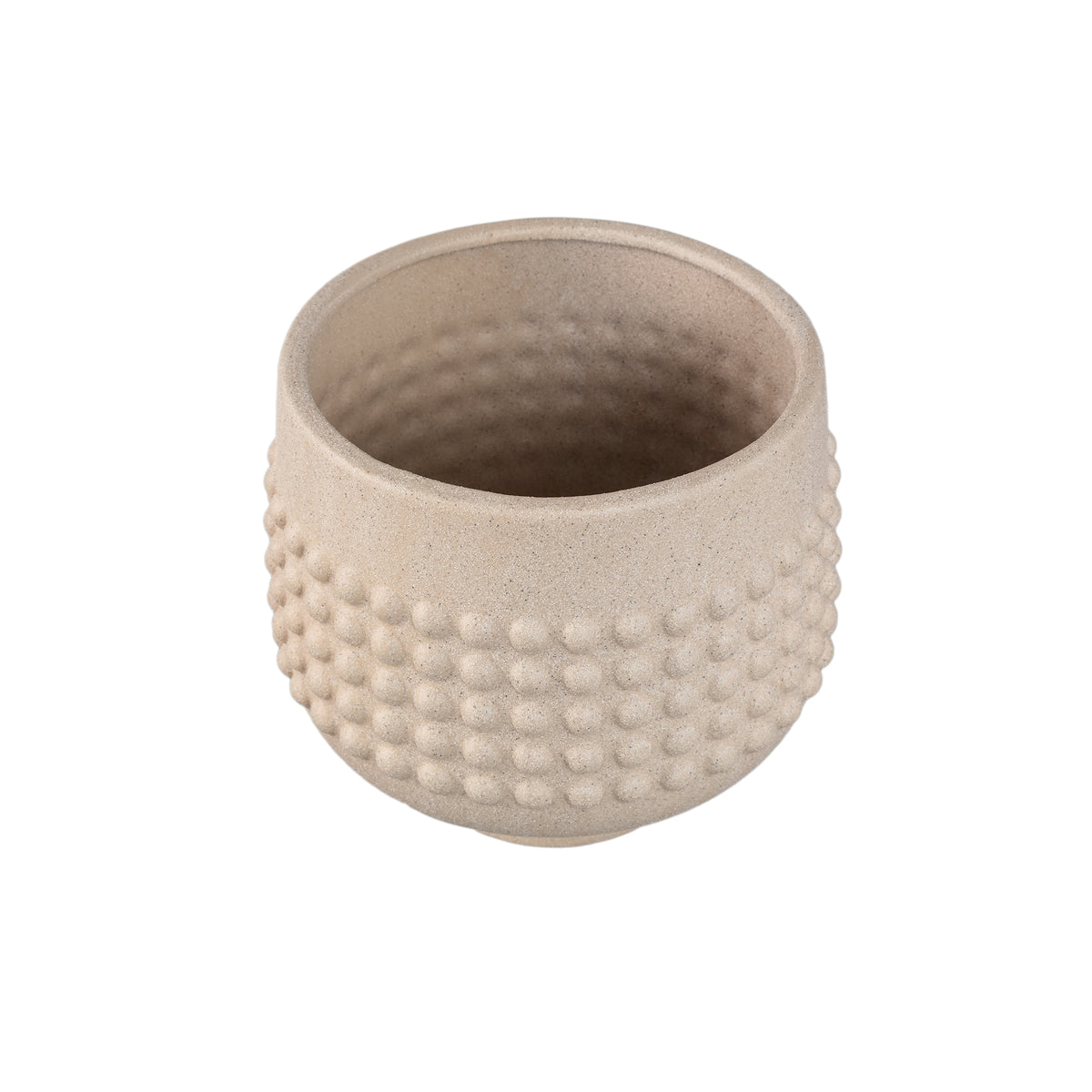 Flowerpot - Porcelain Ceramic, Dotted Center, Pedestal Design, Beige, M | PTMD