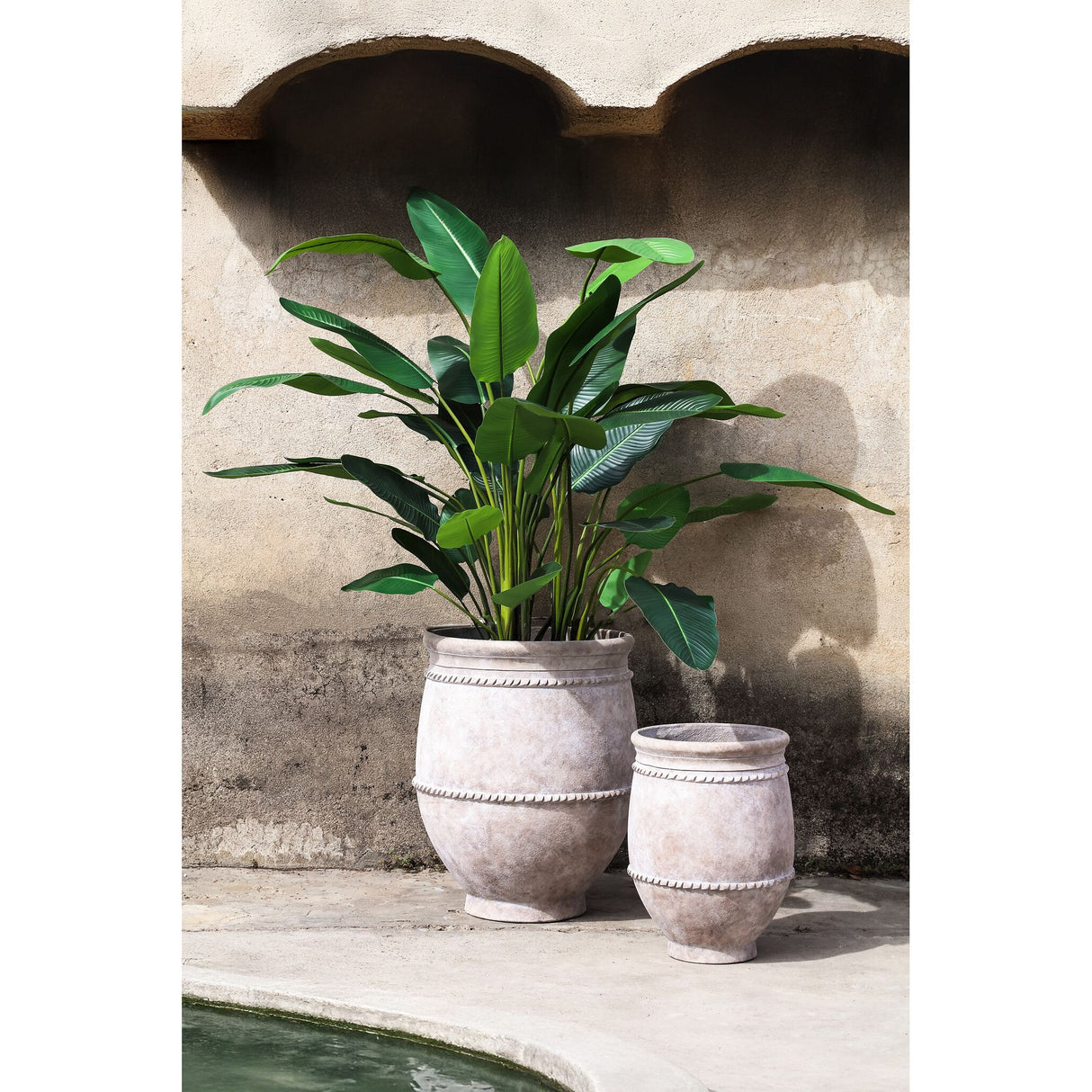 Pot – Beige Shade, Cement Material, Earthy Design, L – Melecia | PTMD