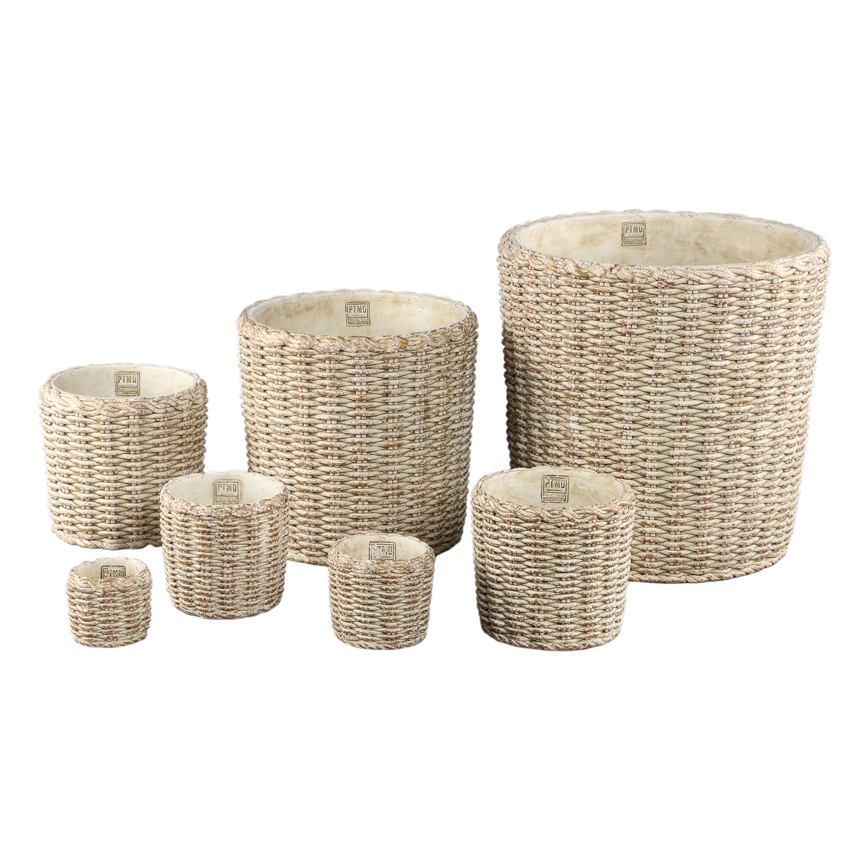 Topf – Runde Form, Zementmaterial, Korbmuster, S - Ranel | PTMD