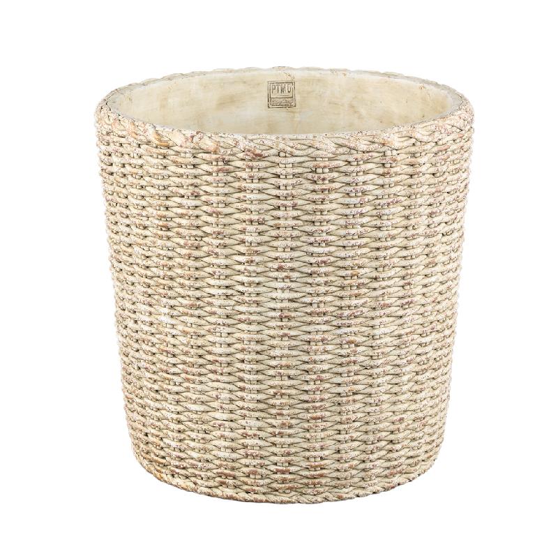 Topf – Runde Form, Zementmaterial, Korbmuster, XXL - Ranel | PTMD