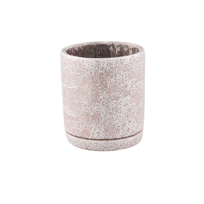 Blumentopf - Runder Zement, Terrazzo-Muster, Cremefarbe, M – Asten | PTMD
