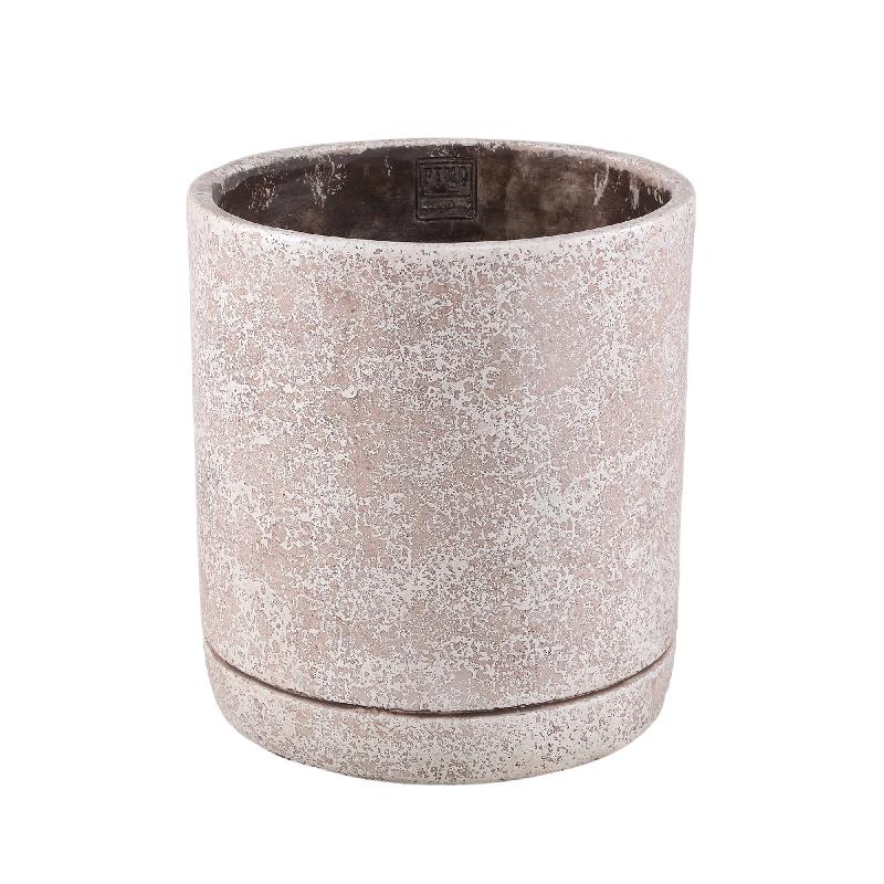 Blumentopf - Runder Zement, Terrazzo-Muster, Cremefarbe, XL – Asten | PTMD