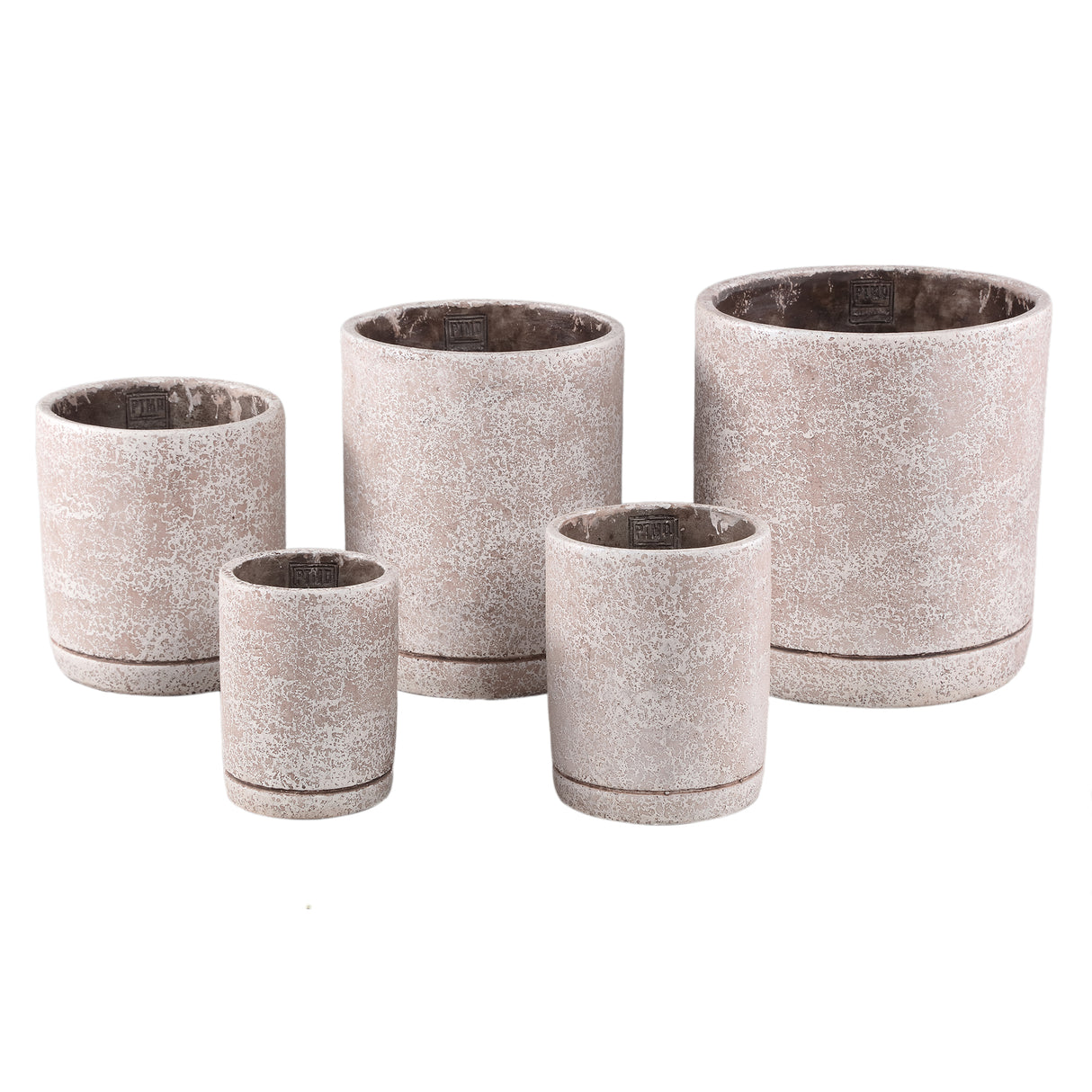 Blumentopf - Runder Zement, Terrazzo-Muster, Cremefarbe, L – Asten | PTMD