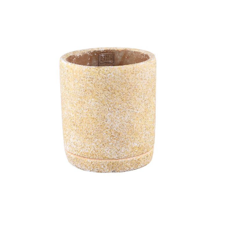 Flowerpot - Round Cement, Terrazzo Pattern, Yellow, M – Asten | PTMD