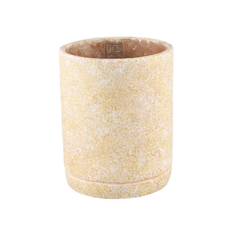 Flowerpot - Round Cement, Terrazzo Pattern, Yellow, L – Asten | PTMD